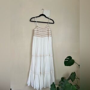 Zara White Crochet Detail Maxi Dress